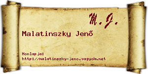 Malatinszky Jenő névjegykártya