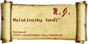 Malatinszky Jenő névjegykártya